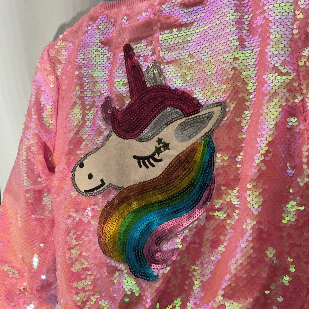 Lola + The Boys Pink Sequin Unicorn Jacket